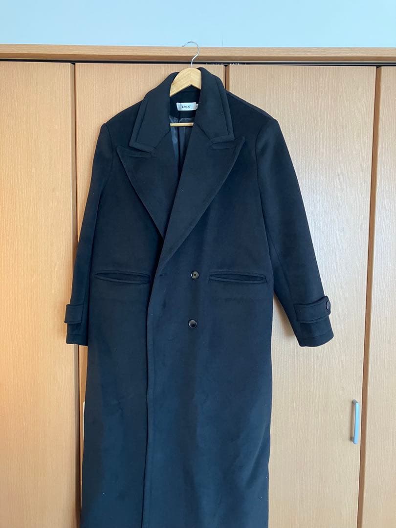 APOZI Collection ダブルスーパーロングコート　ブラック