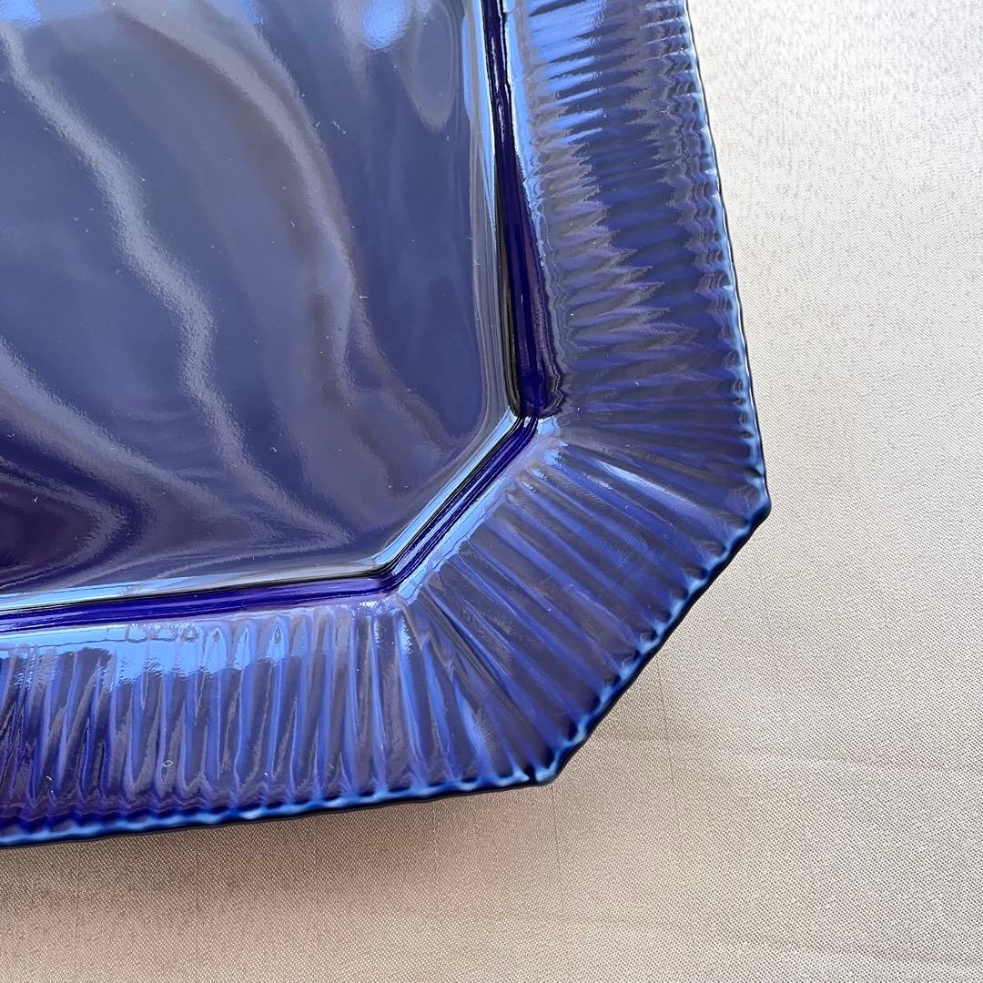 ★新品未使用 ★有田焼　瑠璃色　角皿隅切り　大皿　 ディナー皿　パスタ皿