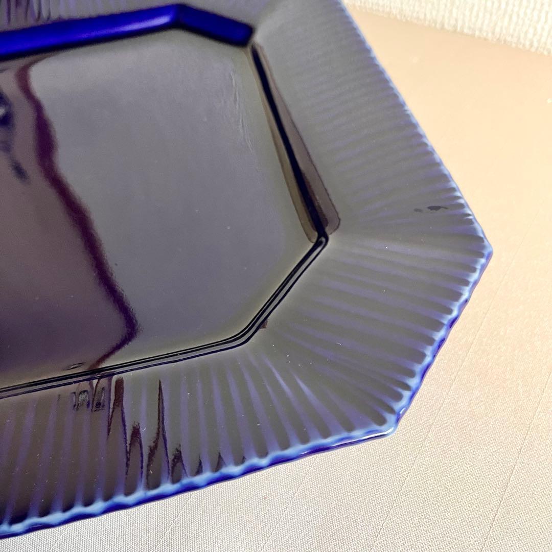 ★新品未使用 ★有田焼　瑠璃色　角皿隅切り　大皿　 ディナー皿　パスタ皿