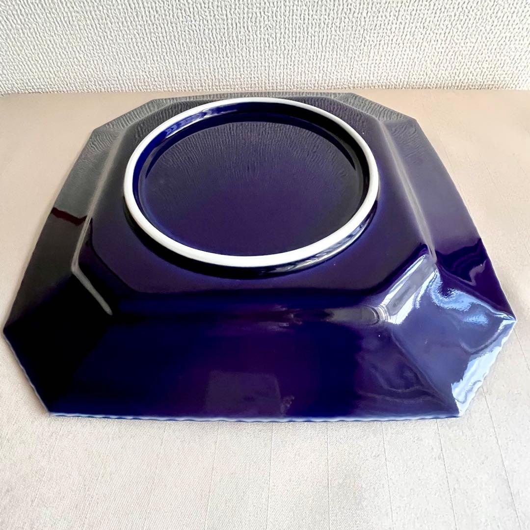 ★新品未使用 ★有田焼　瑠璃色　角皿隅切り　大皿　 ディナー皿　パスタ皿