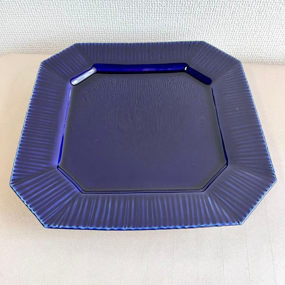 ★新品未使用 ★有田焼　瑠璃色　角皿隅切り　大皿　 ディナー皿　パスタ皿