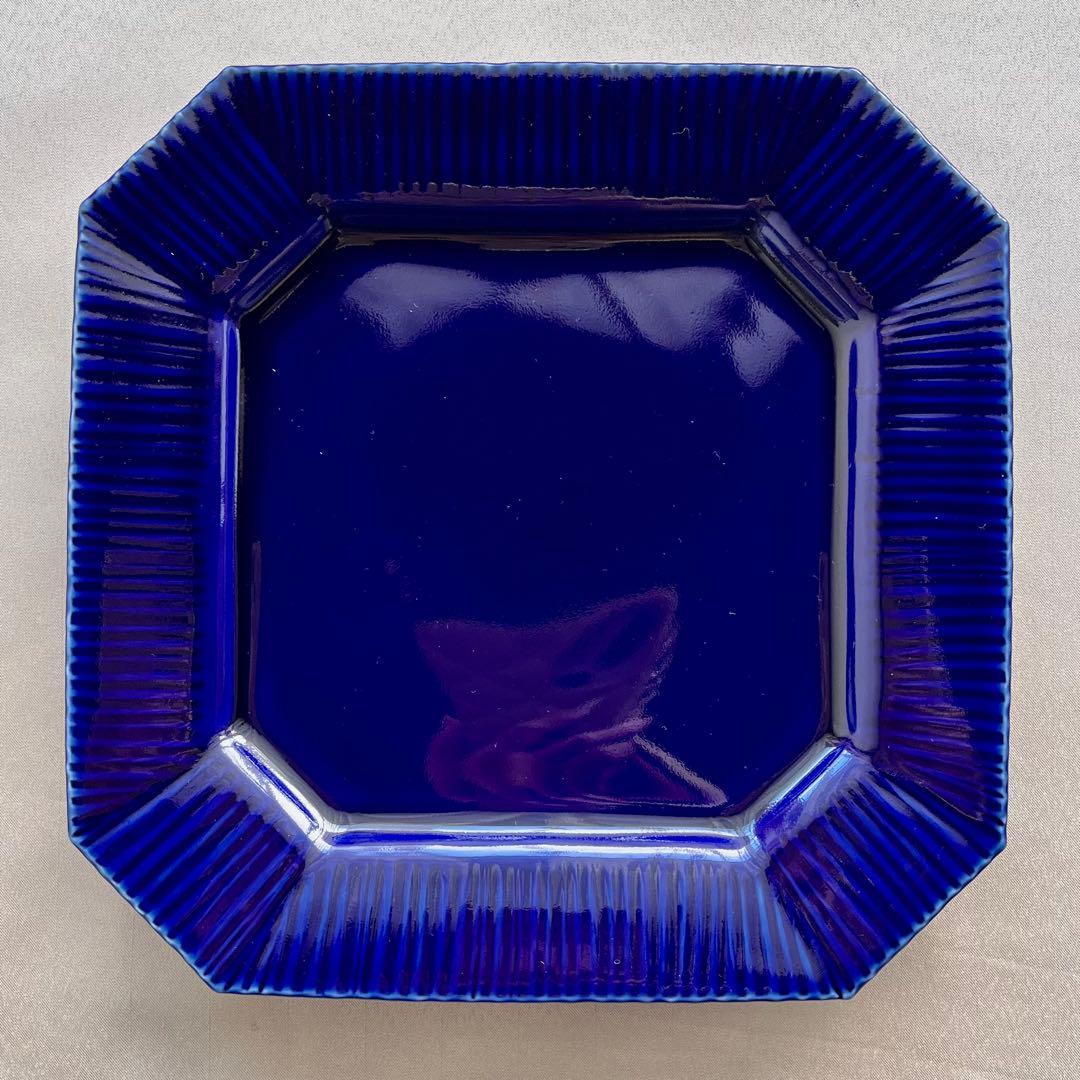★新品未使用 ★有田焼　瑠璃色　角皿隅切り　大皿　 ディナー皿　パスタ皿
