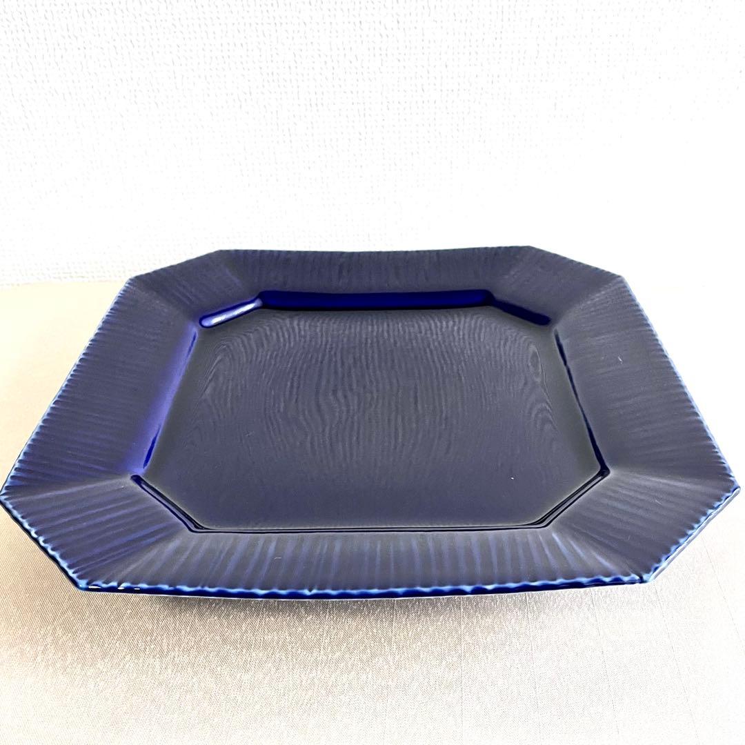 ★新品未使用 ★有田焼　瑠璃色　角皿隅切り　大皿　 ディナー皿　パスタ皿