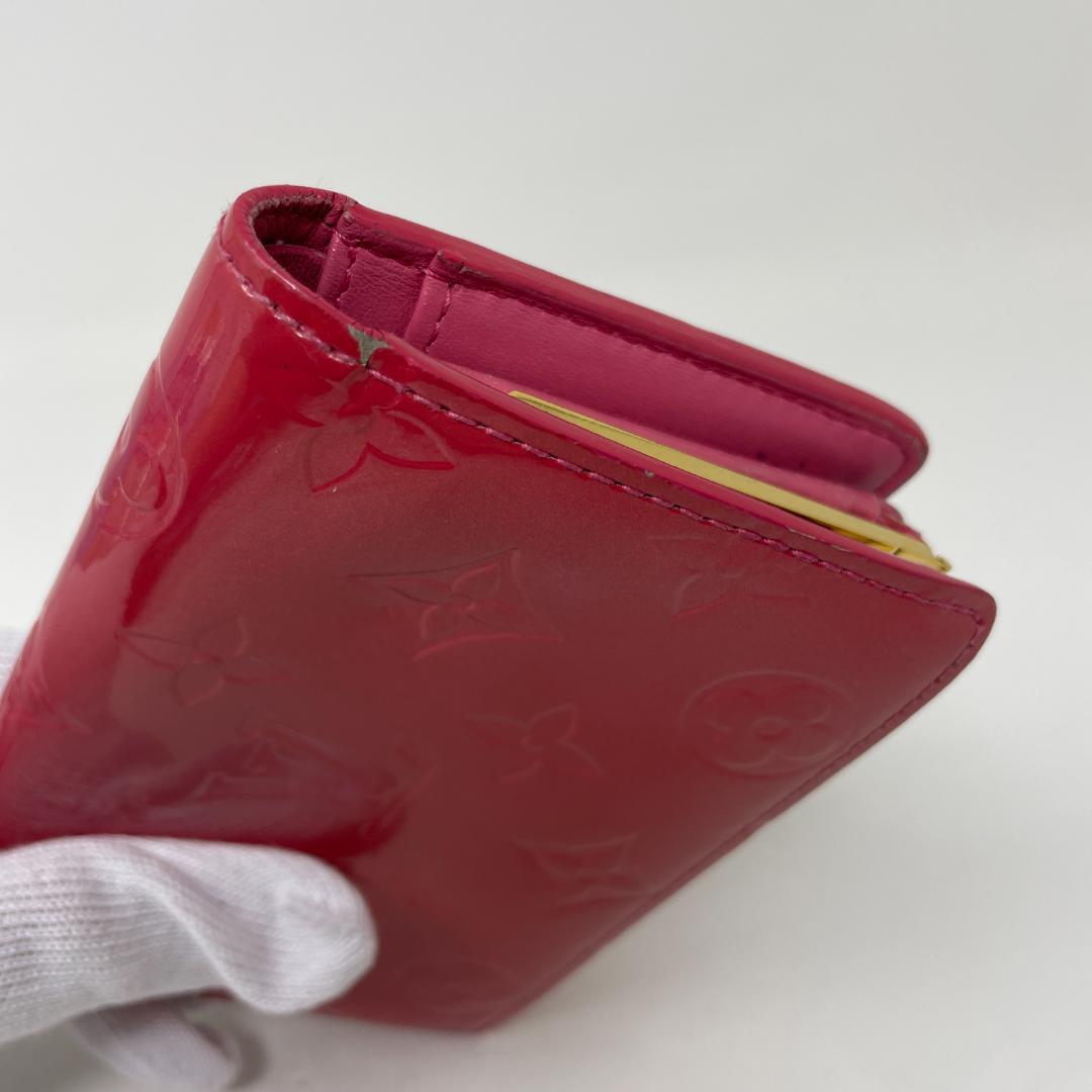 ルイヴィトン モノグラム ヴェルニ がま口 二つ折り財布 ピンク M9141F