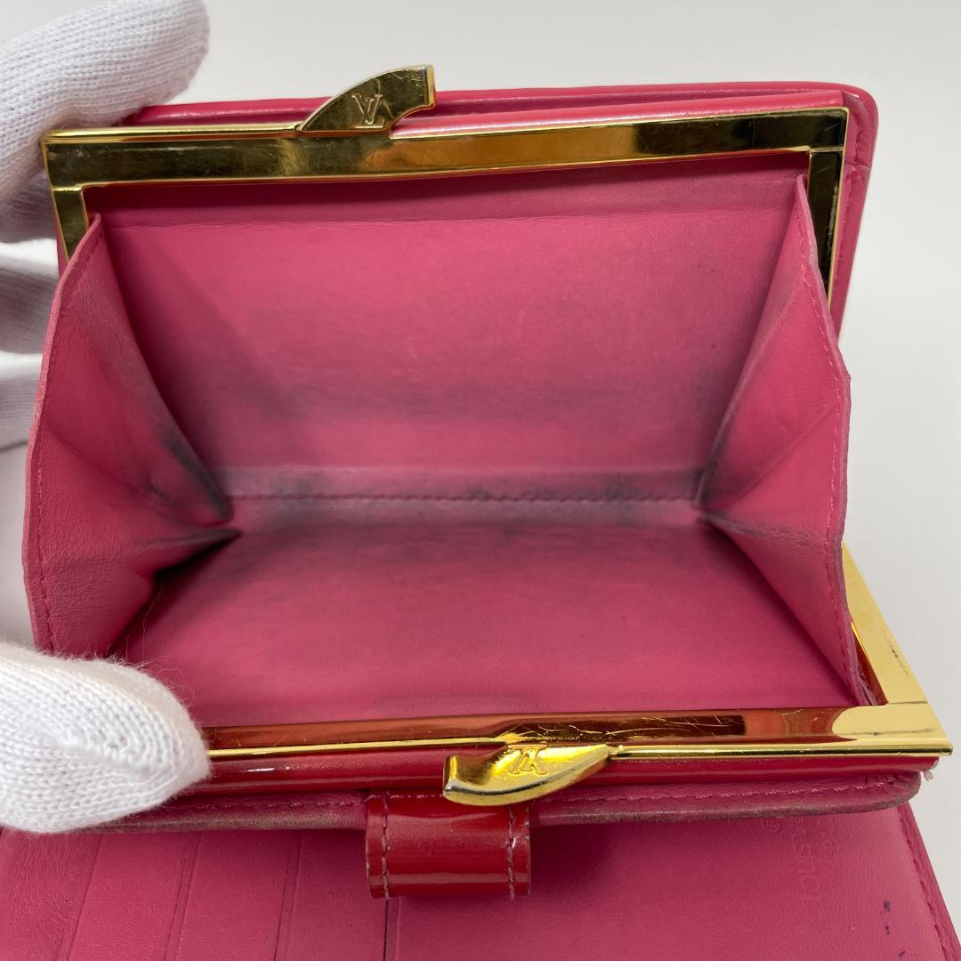 ルイヴィトン モノグラム ヴェルニ がま口 二つ折り財布 ピンク M9141F