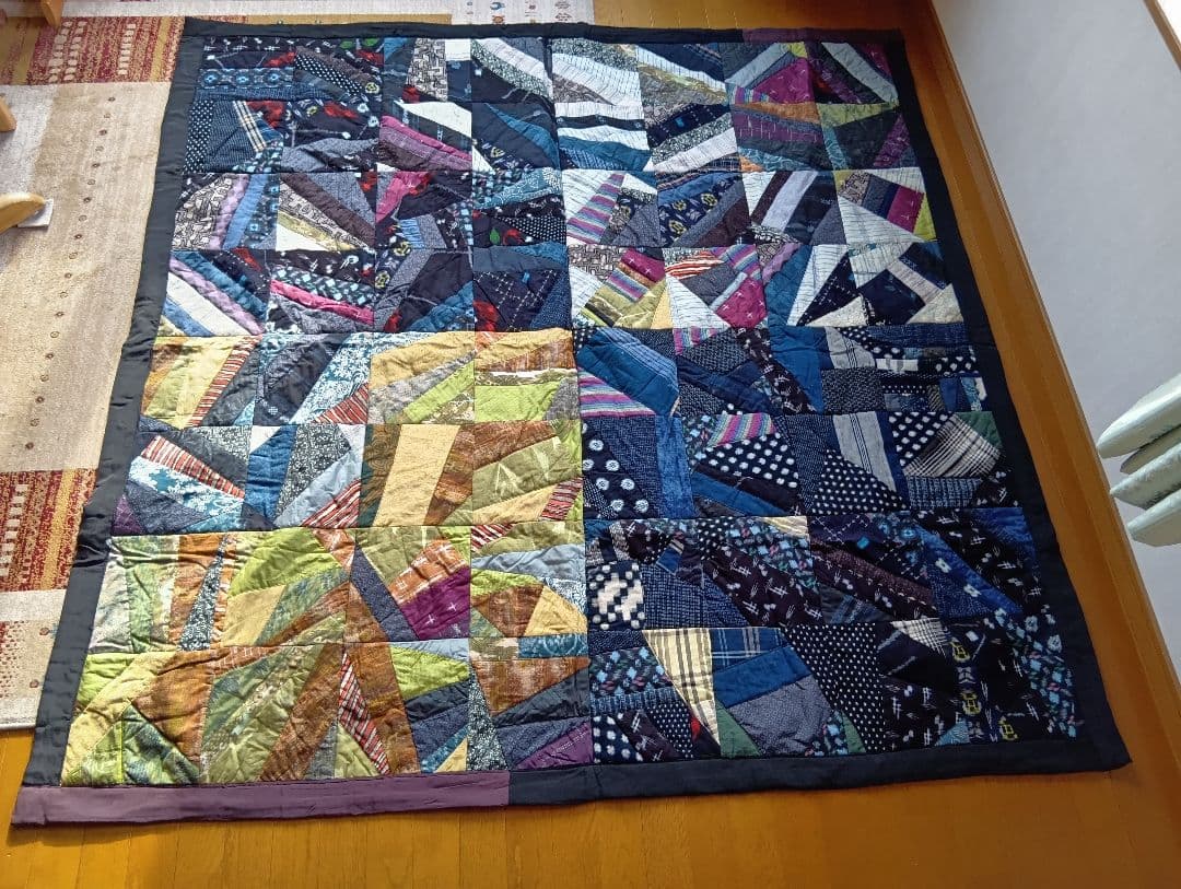 着物リメイク、キルトパッチワークマット