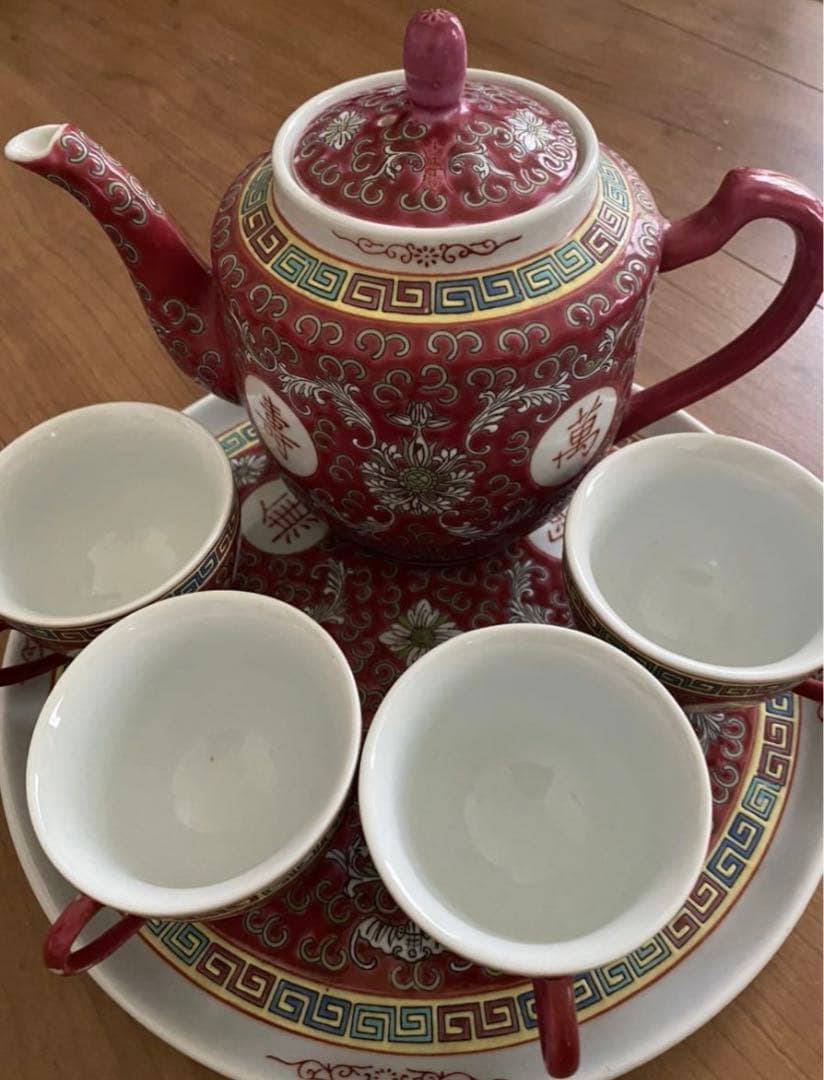 中国美術 景德鎮 粉彩茶器セット　年代物  输出品