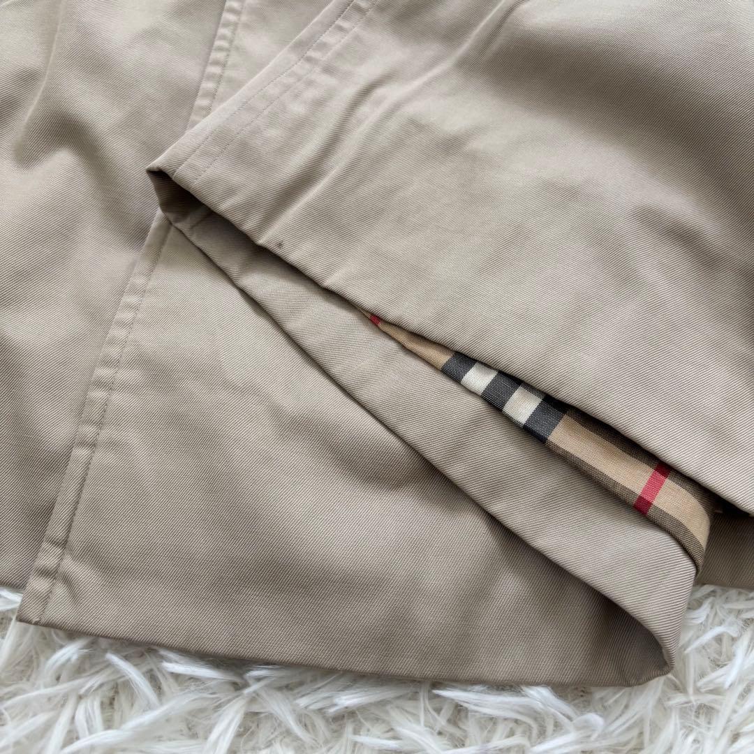 バーバリー ノバチェック ステンカラーコート　ライナー付 メンズL相当アイボリー