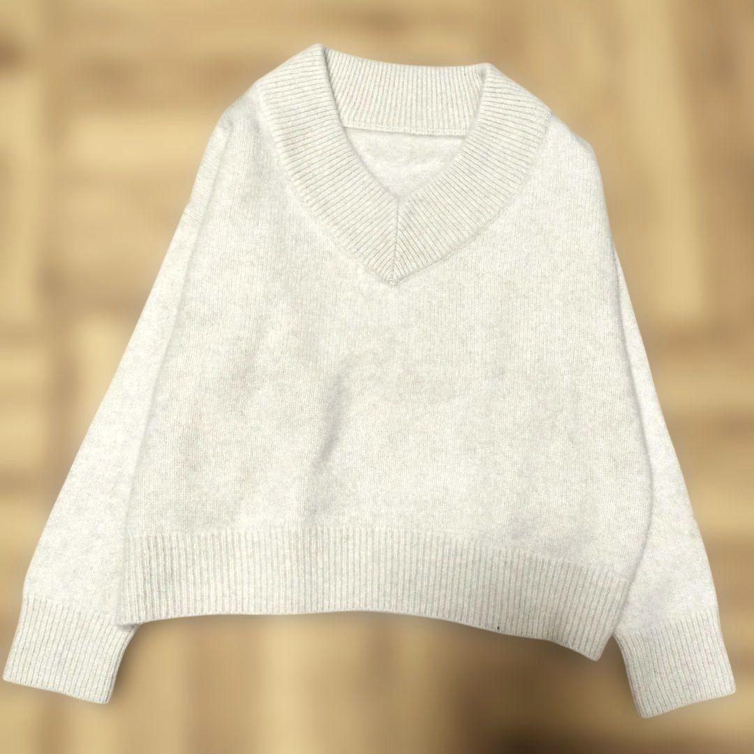 NOBLE　YAK/ヤク ワイドVネックニット