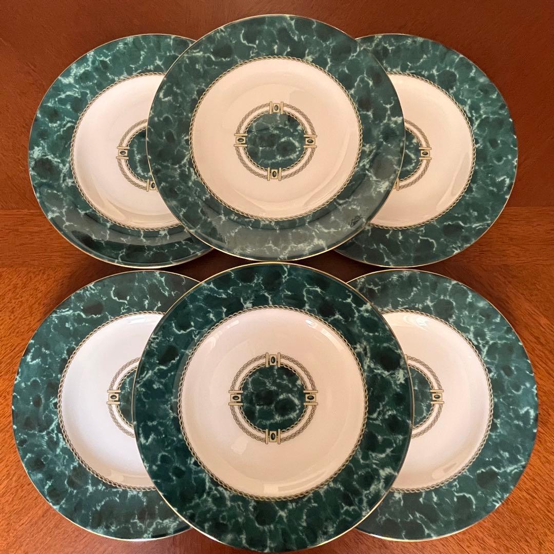 【希少品】英国製　ロイヤルウースター★メディチグリーン★デザート皿　6枚