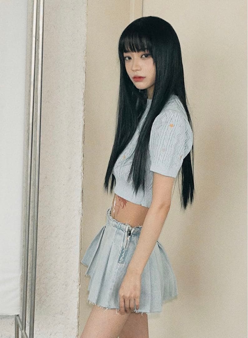 Pinkage手植えフルウィッグストレート25インチレイクカットモースト原糸