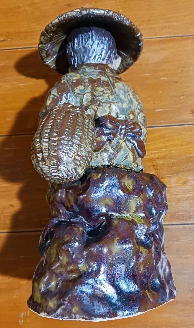 瀬戸焼 増田重幸 陶器製 釣童子 木箱付き レアオブジェ レトロ