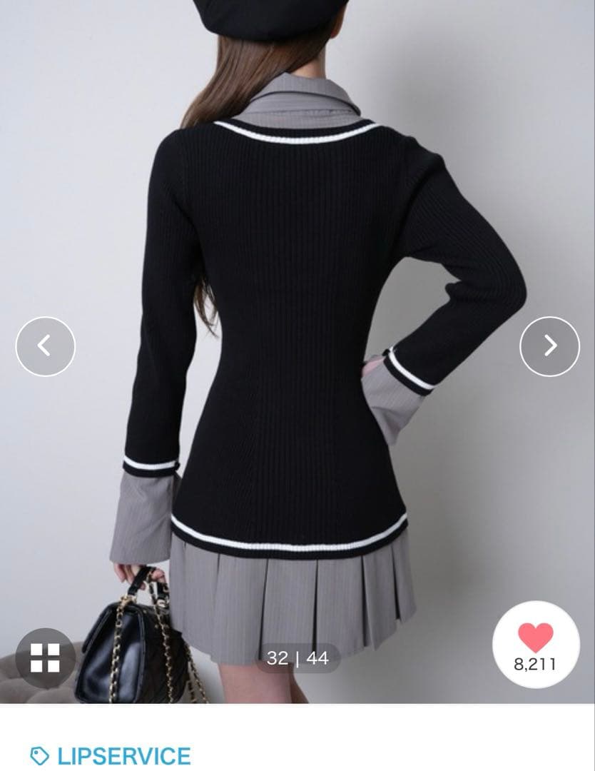 LIP SERVICE シャツドッキングプリーツワンピース ブラック