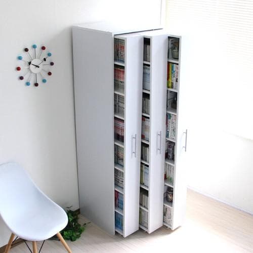 《新品・送料無料》本棚 3連 スリムラック ハイタイプ ブックシェルフ ホワイト