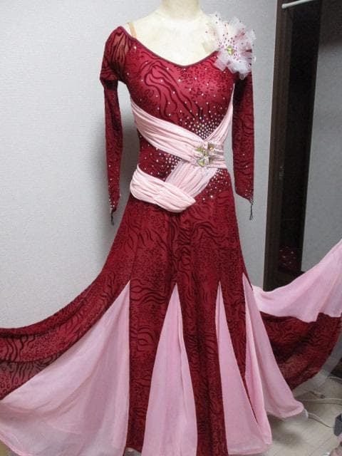 社交ダンス オーダー製品　　エンジフロッキィ～とピンク★ドレスワンピース