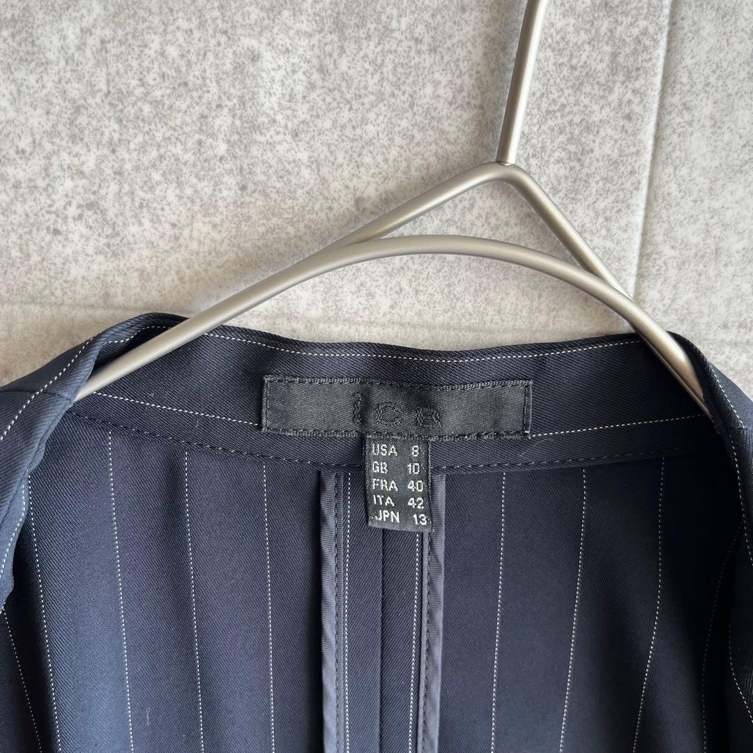 【大きいサイズ】iCB ノーカラー ストライプ パンツスーツ セットアップ