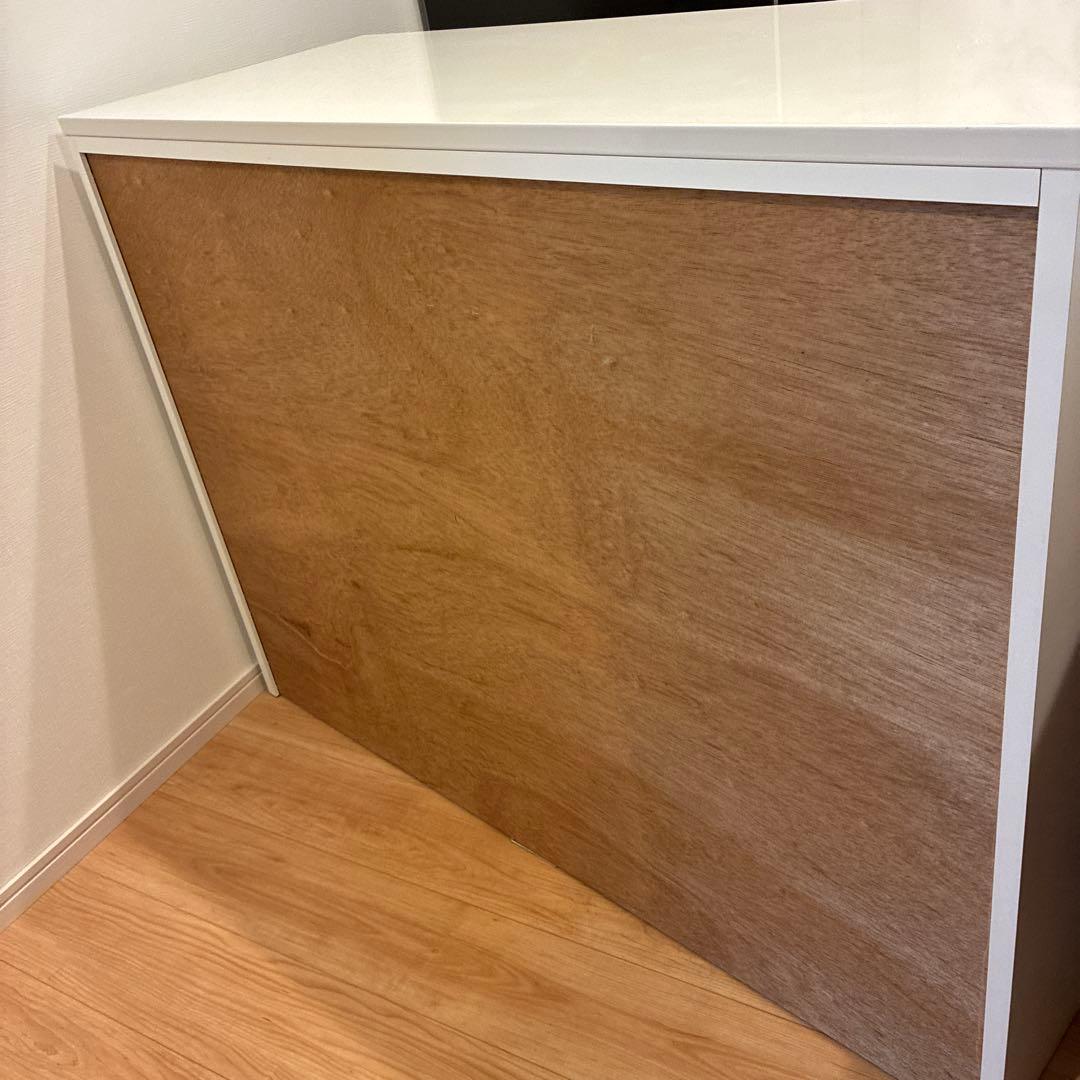 AYANOホワイト木製食器棚 スライド扉付き