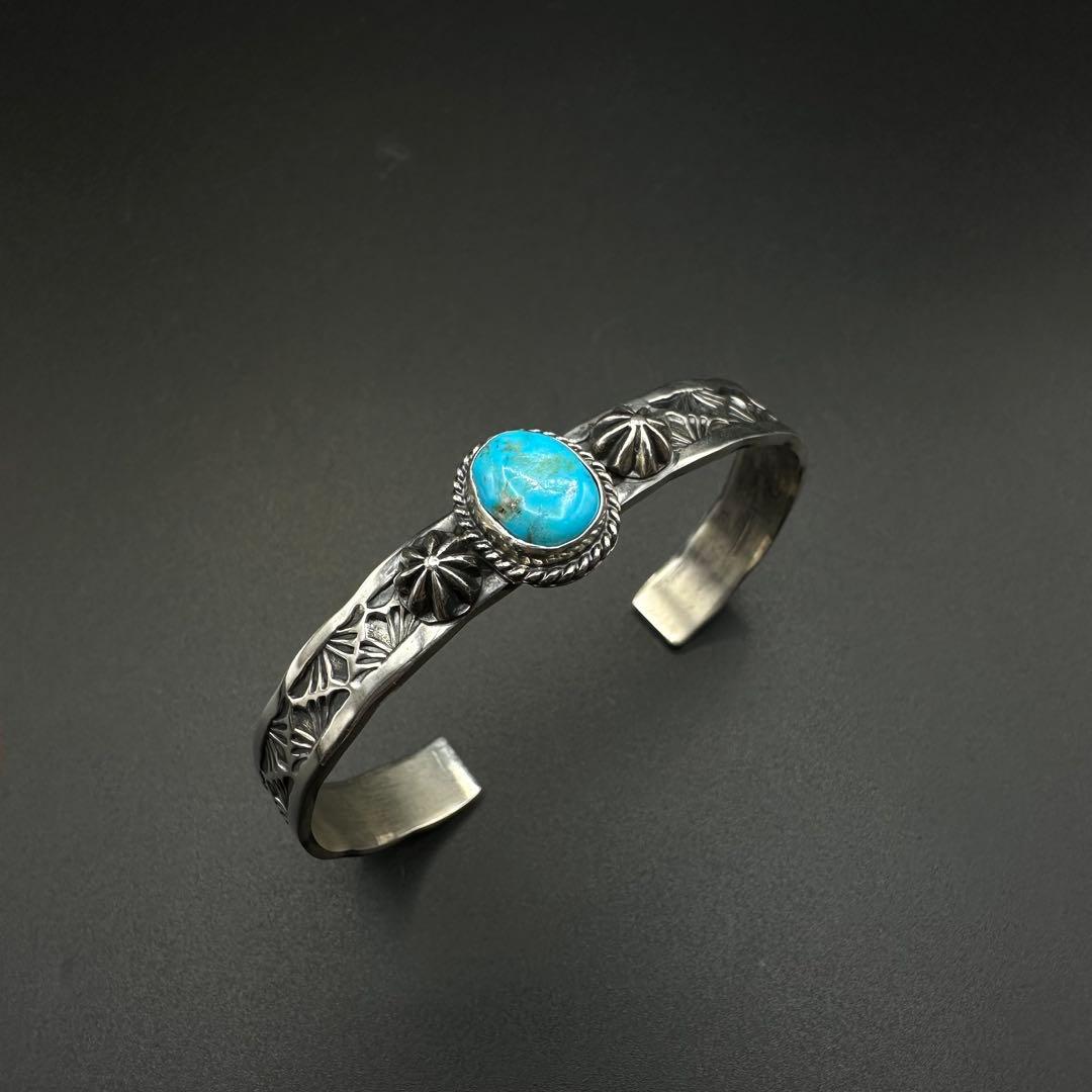 Navajo Sunshine Reeves ターコイズ スタンプワークバングル