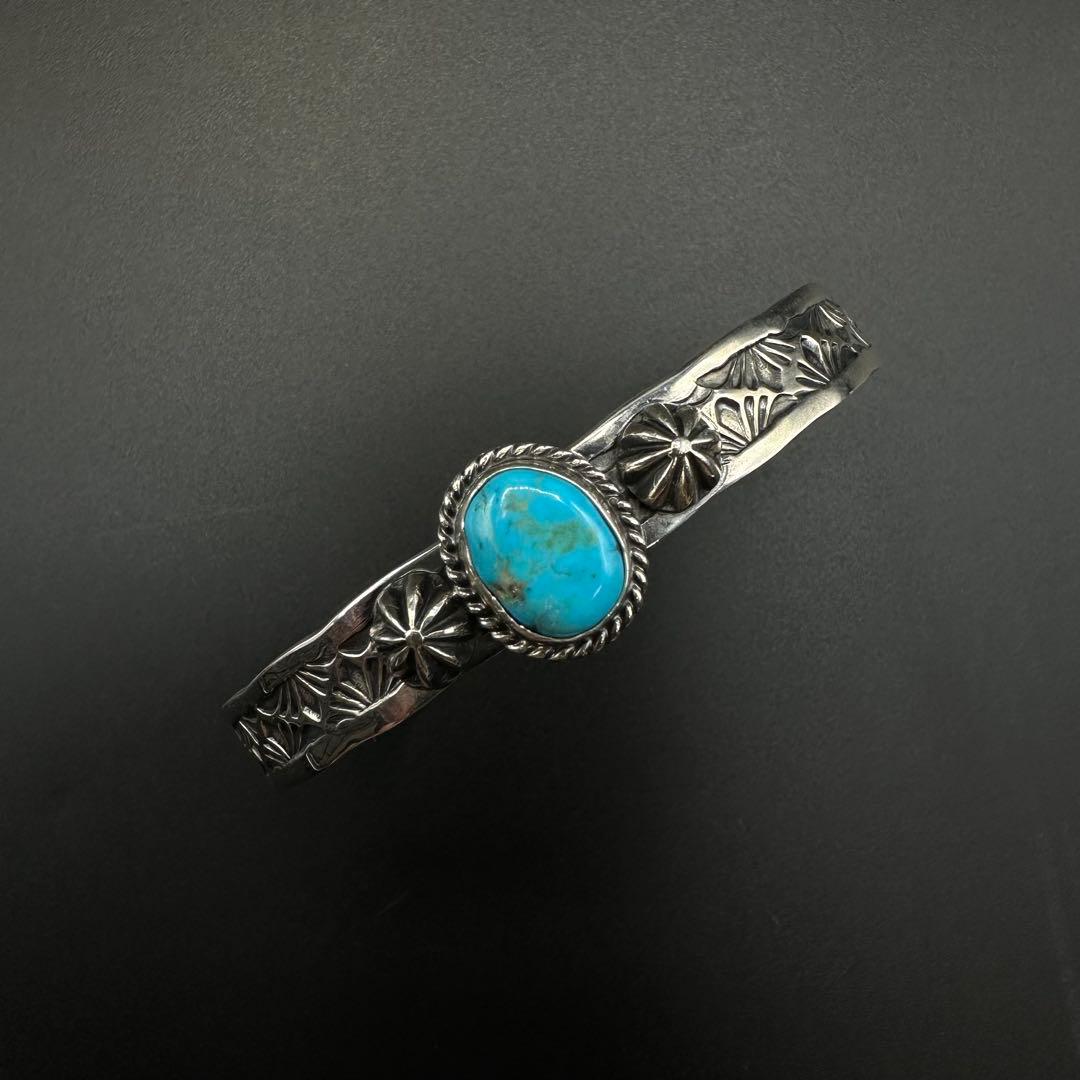 Navajo Sunshine Reeves ターコイズ スタンプワークバングル