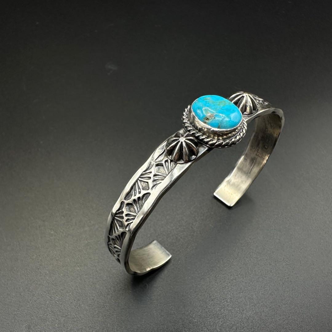 Navajo Sunshine Reeves ターコイズ スタンプワークバングル