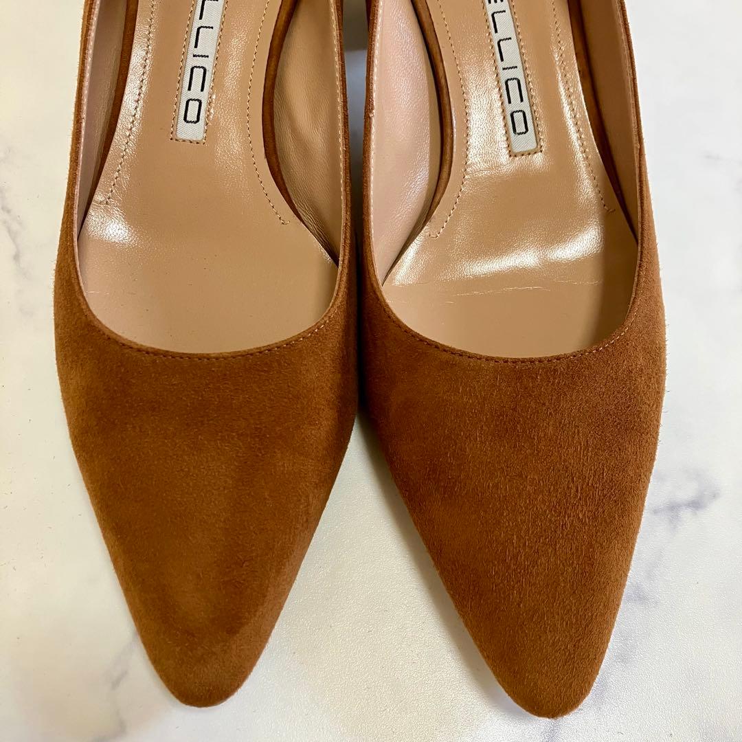 【未使用級】PELLICOペリーコ　ポインテッドトゥ太ヒールパンプスブラウン39