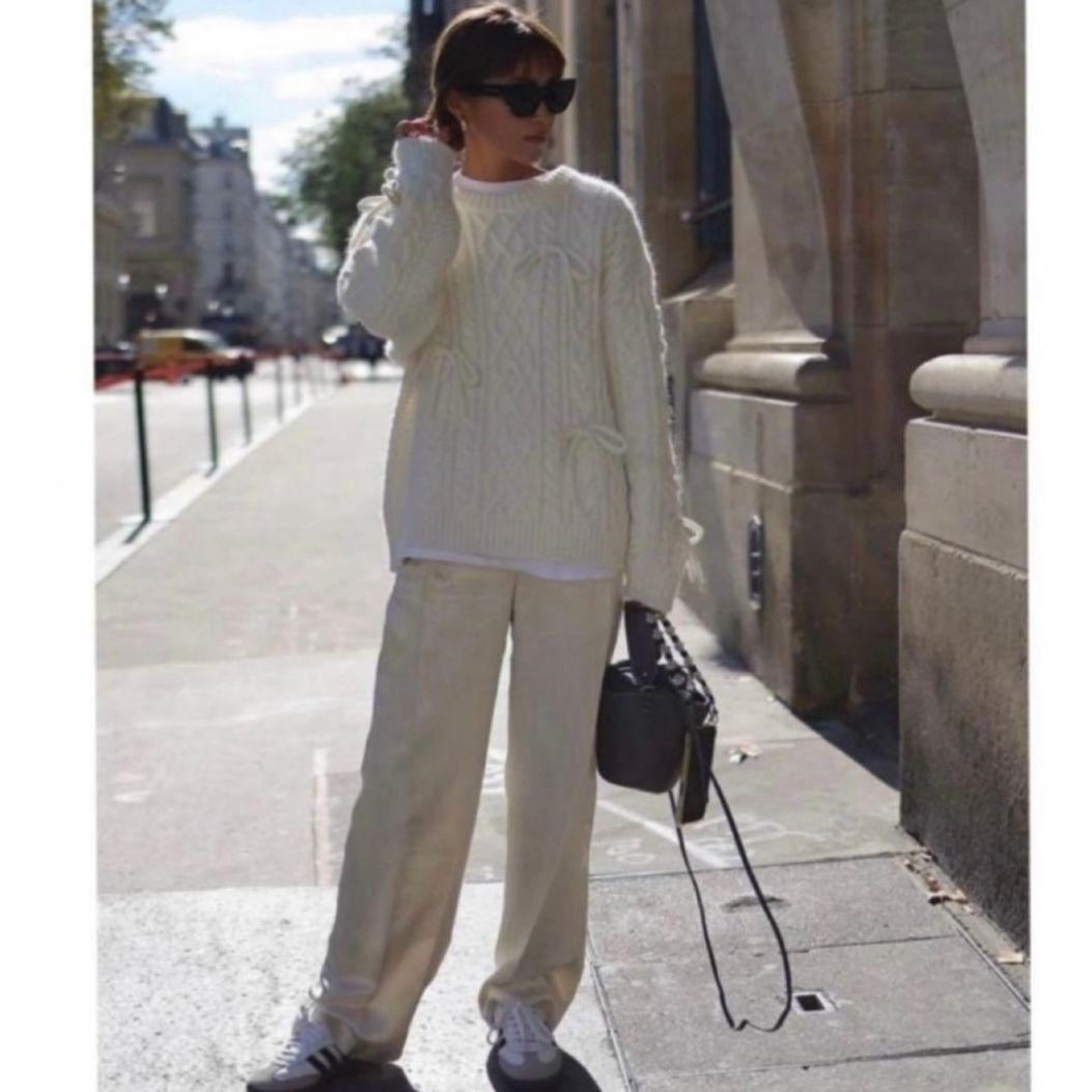 【gypsohila/ジプソフィア】リボンケーブルニット