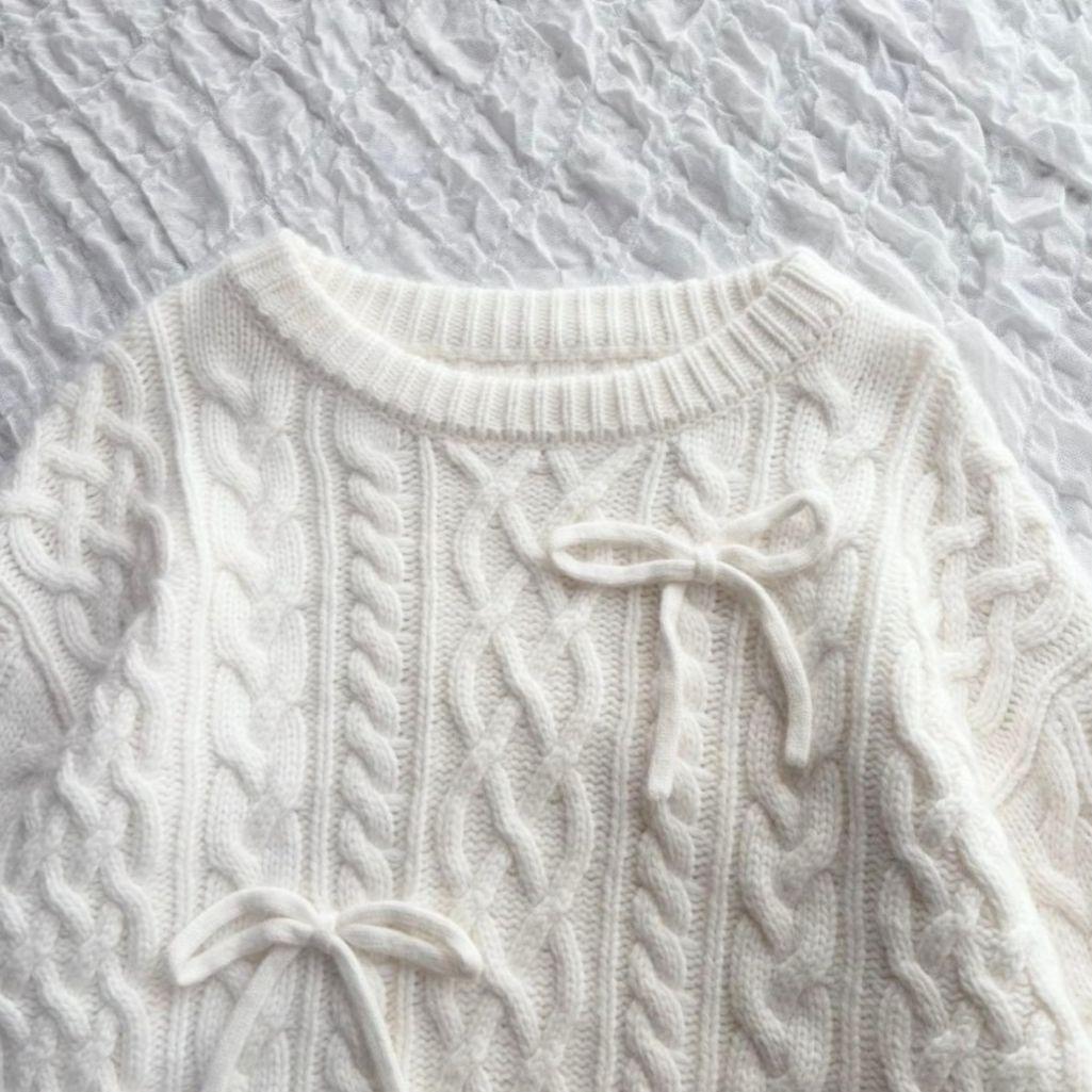 【gypsohila/ジプソフィア】リボンケーブルニット