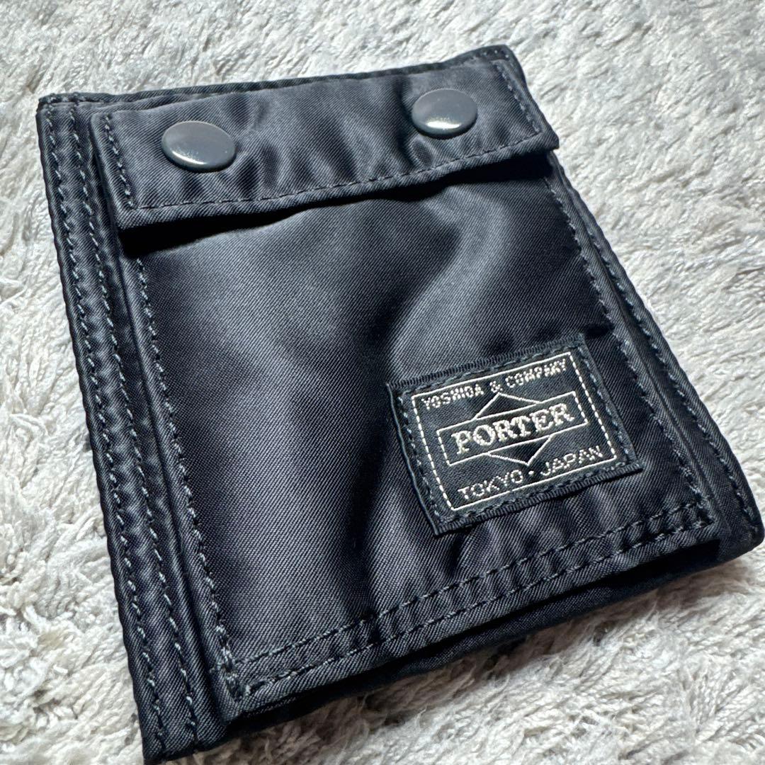 【ほぼ未使用】PORTER ポーター 二つ折り財布 ナイロン ブラック