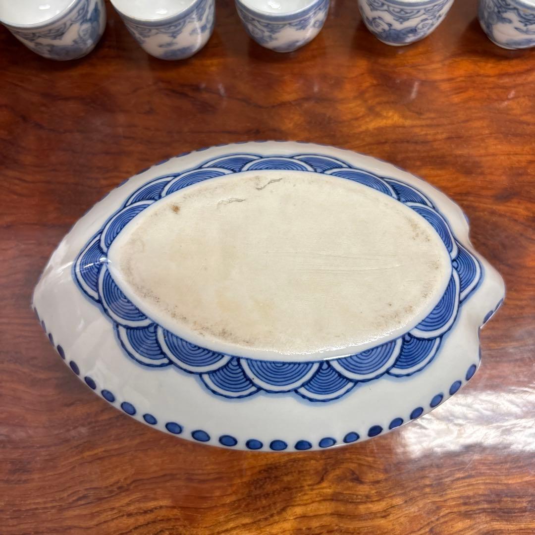 明治・大正時代の伊万里焼（古伊万里） 青い模様の食器セット o0114o9