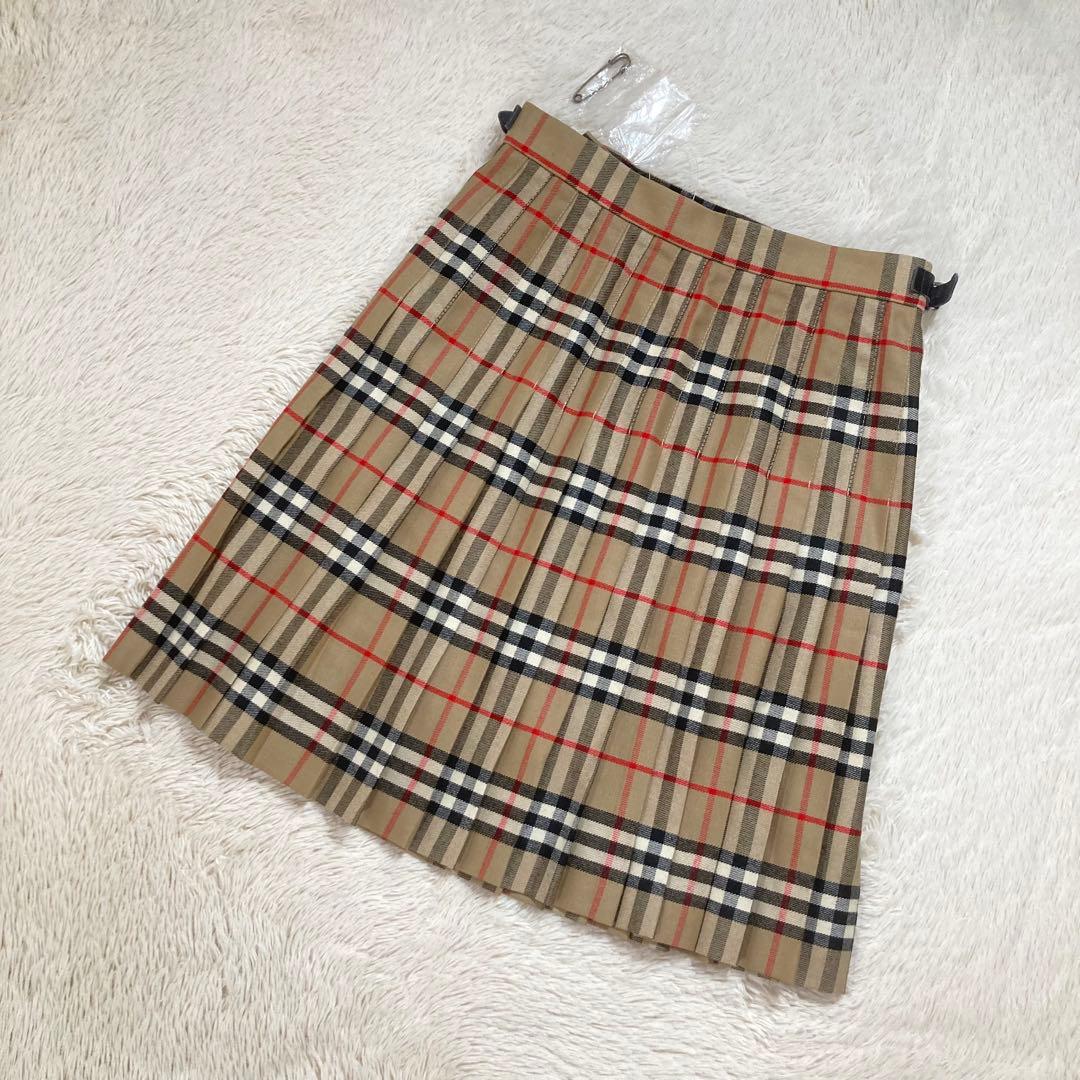 美品 バーバリーズ プリーツ 巻きスカート 2WAYノバチェック スコットランド