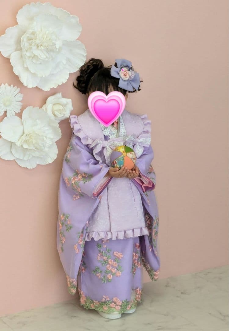 キャサリンコテージ　七五三　ライラック着物×若紫被