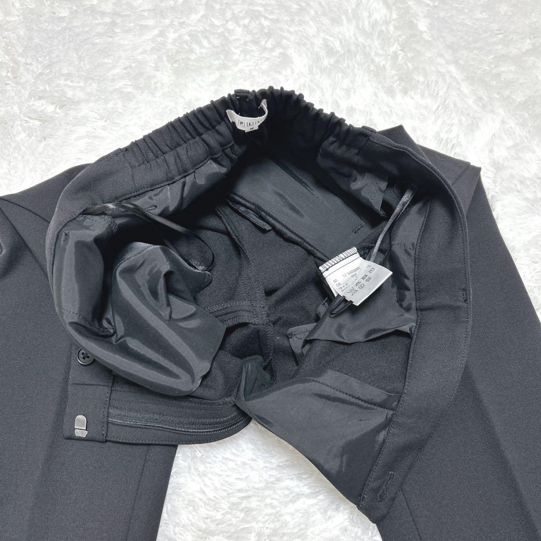 【美品】PLST ウォームリザーブカラーレスジャケット　パンツ　黒　セットアップ