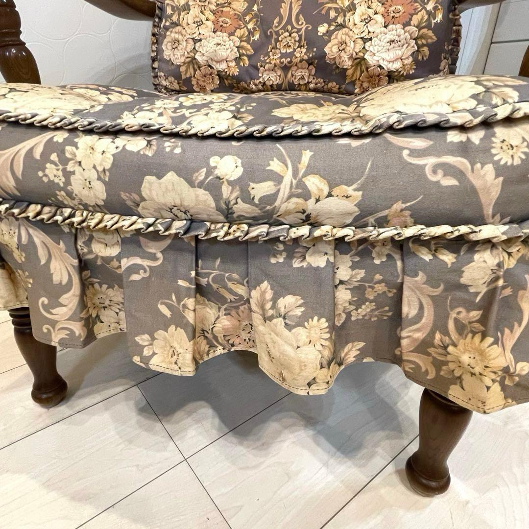 【希少】飛騨産業 穂高 キツツキマーク 花柄 ラウンジチェア アームチェア