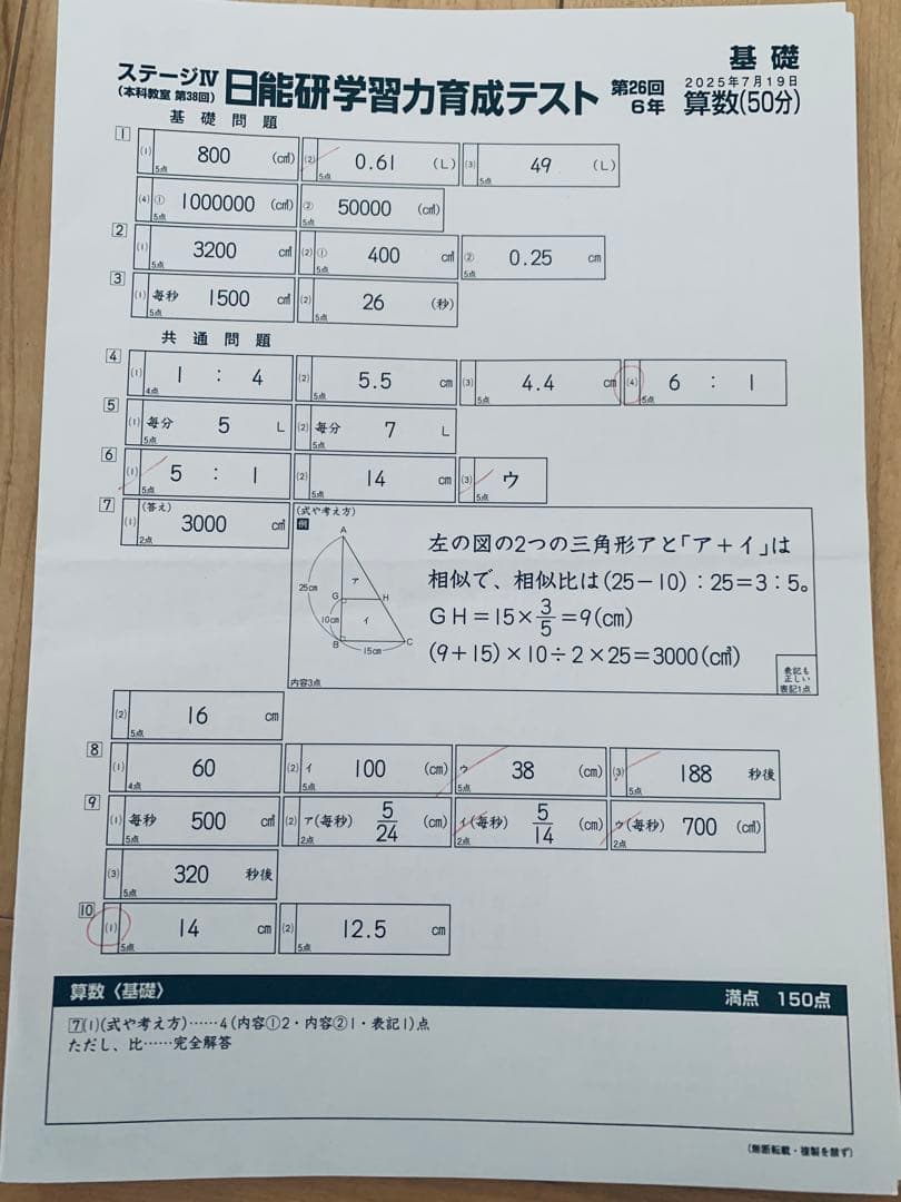 2025年　日能研学習力育成テスト6年前期　全16回　春期講習テスト　1回
