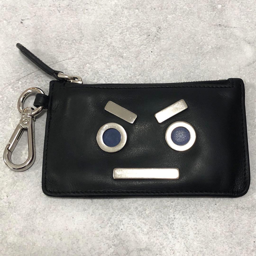 FENDI ロボットフェイス フラグメントケース レザー ブラック 小銭入れ