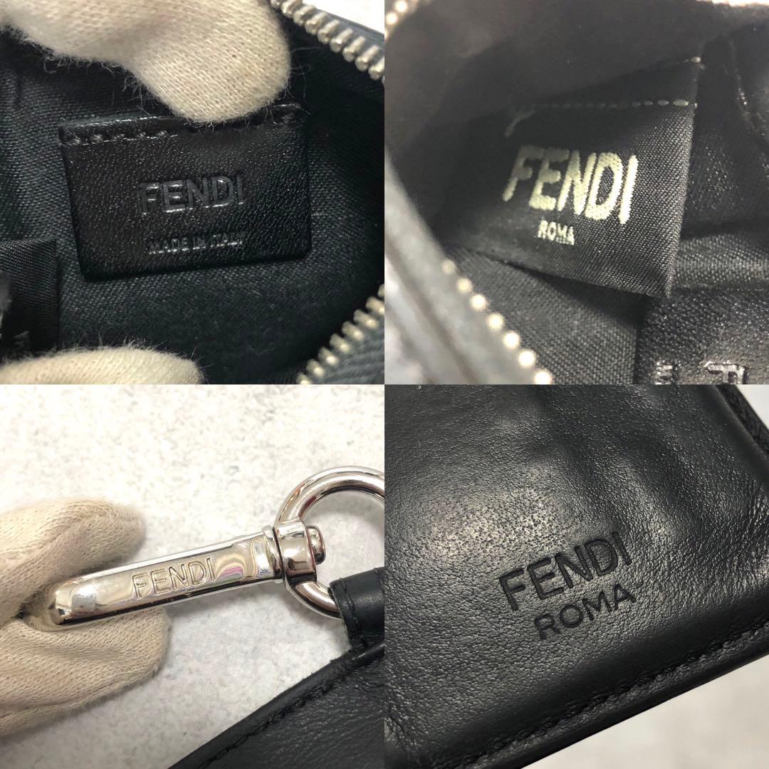 FENDI ロボットフェイス フラグメントケース レザー ブラック 小銭入れ