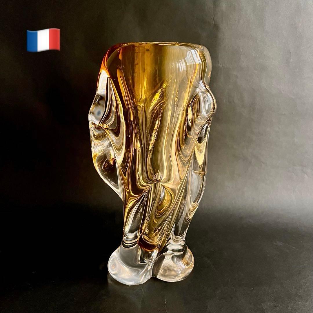 ★アンティーク★パリ発流れるような琥珀色のガラス製フラワーベース• 花器•花瓶