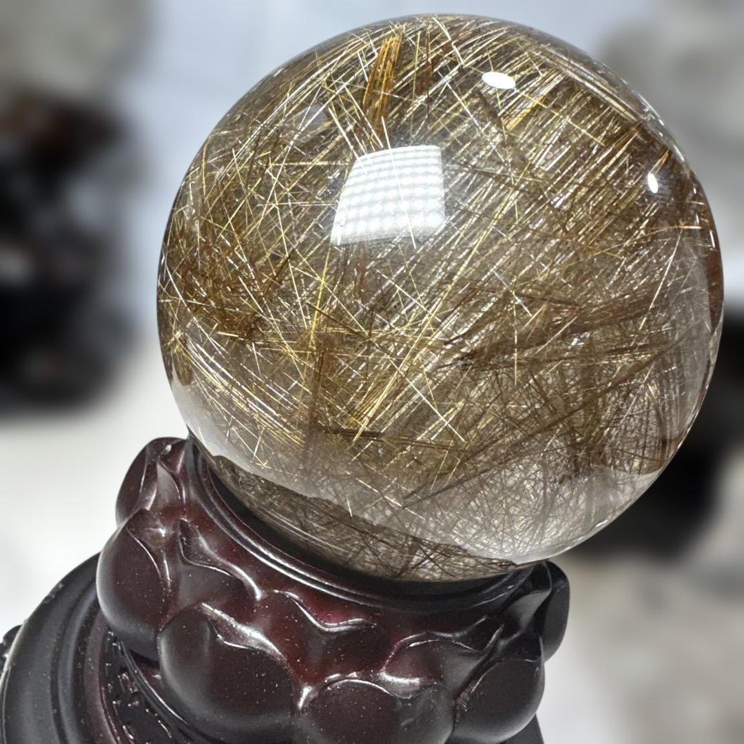 【コレクション】シルバールチルクォーツ スフィア 約8cm（天然水晶 丸玉）