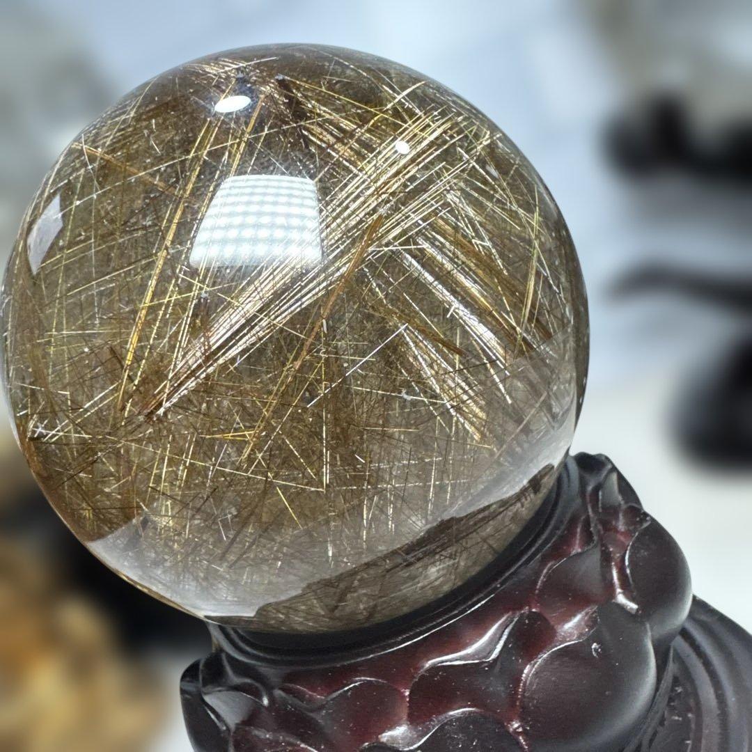 【コレクション】シルバールチルクォーツ スフィア 約8cm（天然水晶 丸玉）