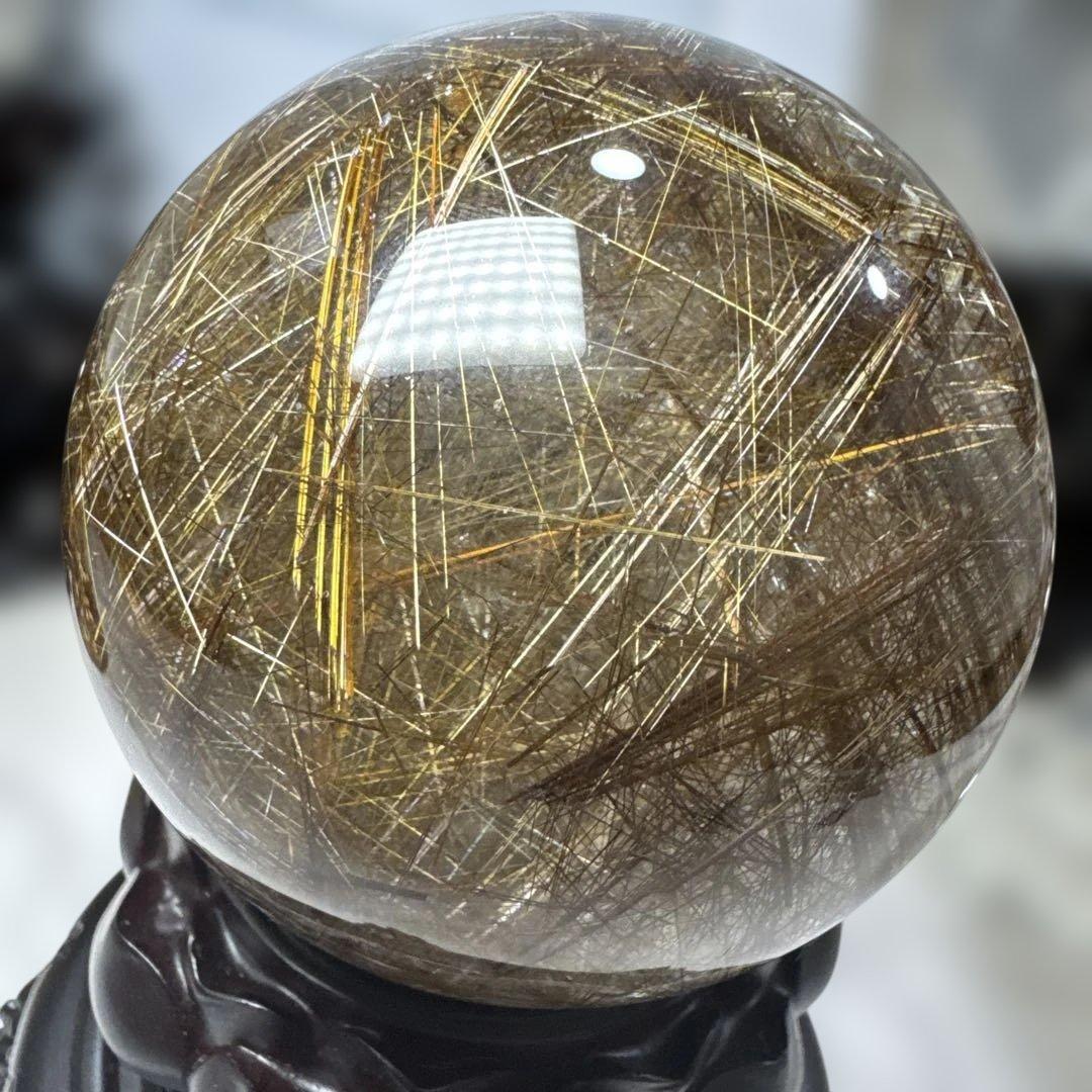 【コレクション】シルバールチルクォーツ スフィア 約8cm（天然水晶 丸玉）