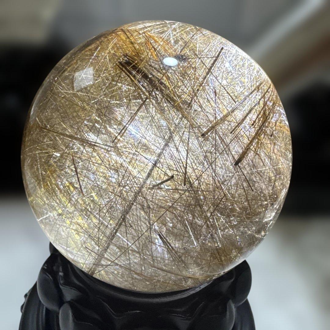 【コレクション】シルバールチルクォーツ スフィア 約8cm（天然水晶 丸玉）