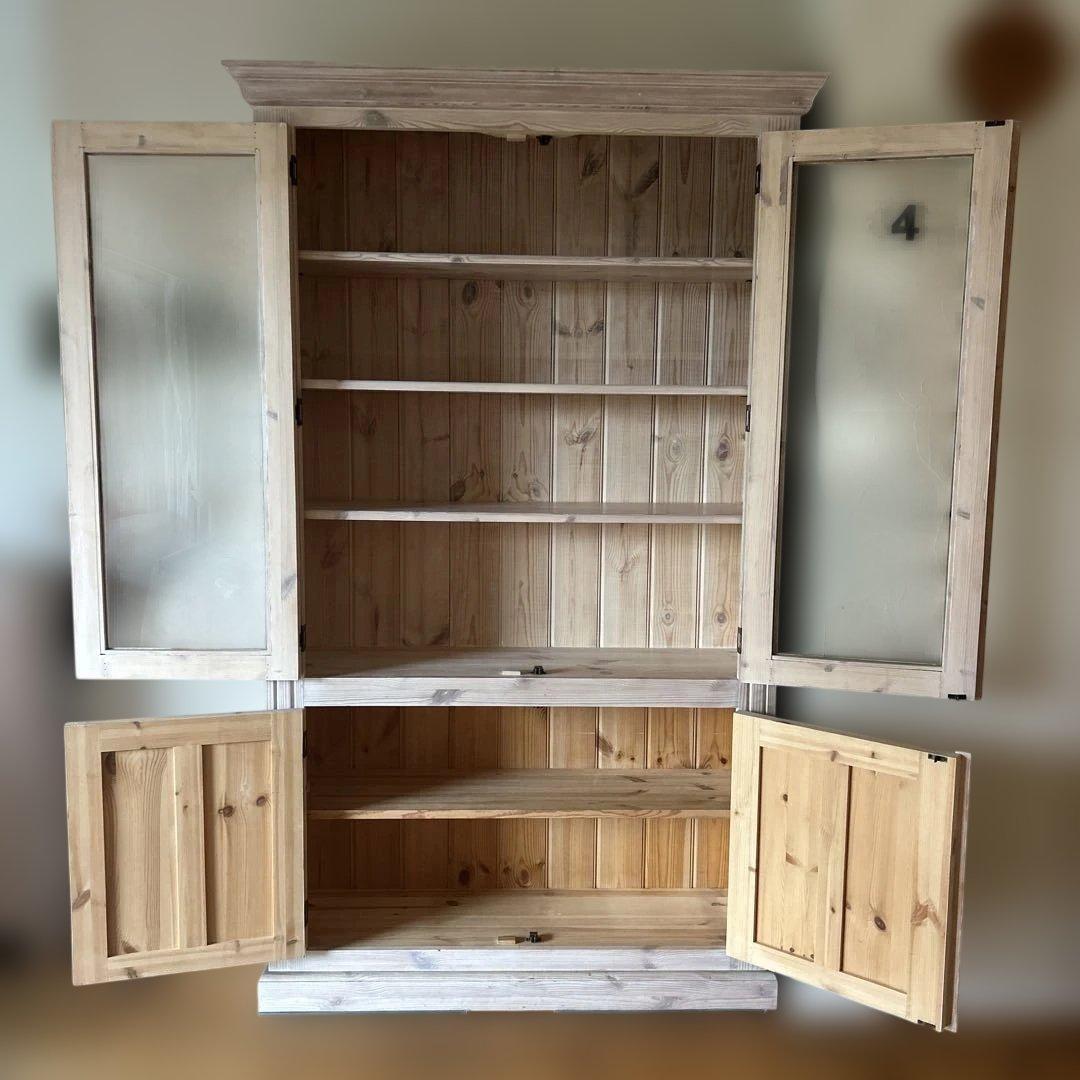 ガラスキャビネット　パイン　ハーベスト