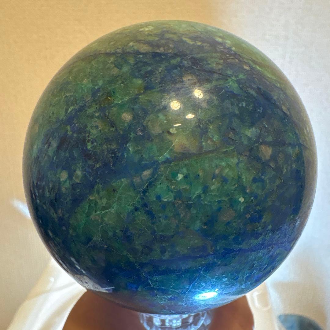 高品質 アズライトスフィア♡Bigサイズ♡パイライト♡シリカ共生♡No2423