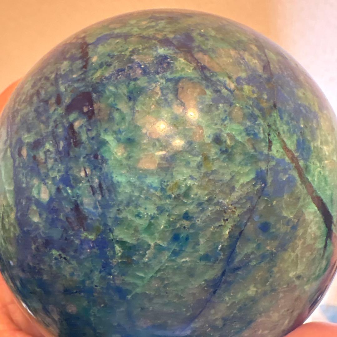 高品質 アズライトスフィア♡Bigサイズ♡パイライト♡シリカ共生♡No2423