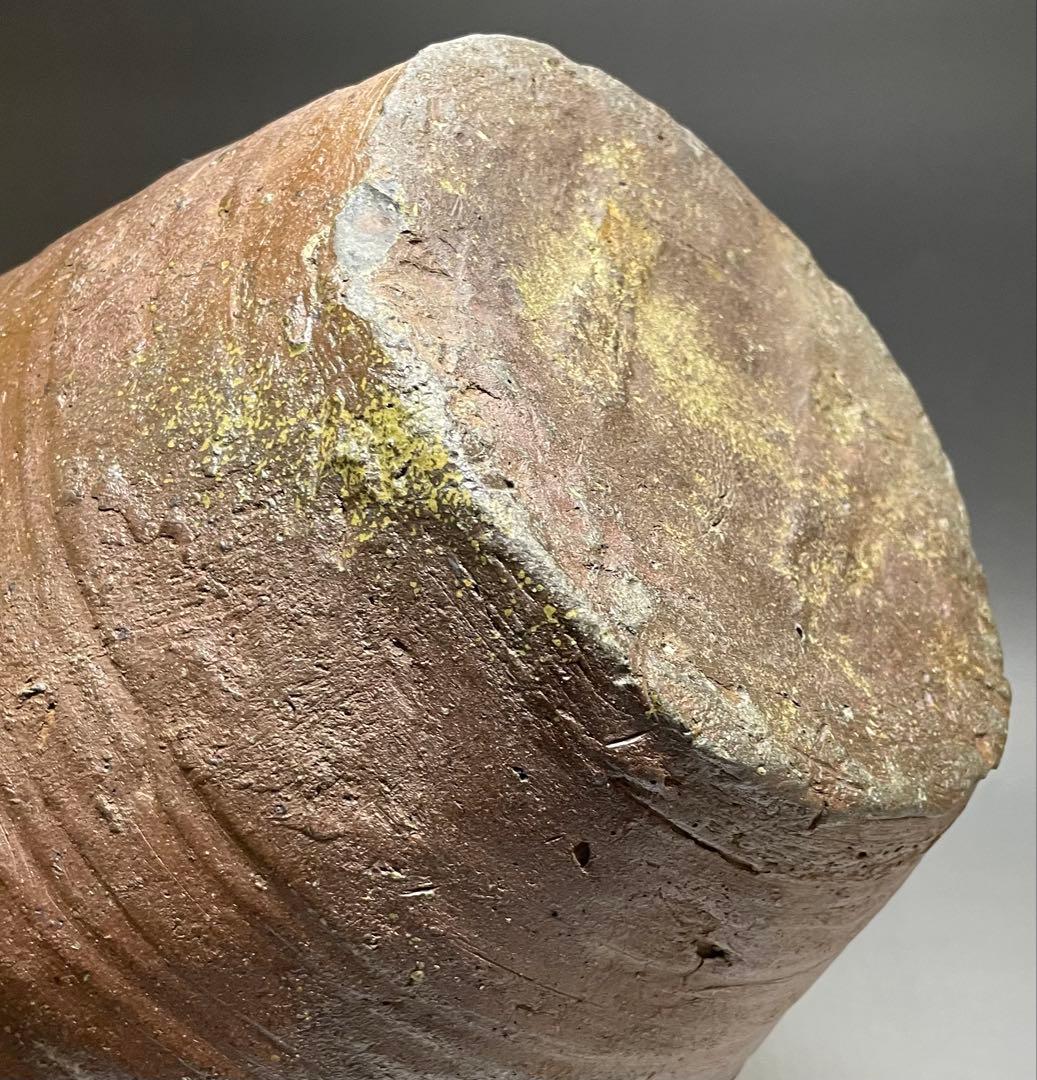 極メ　桂又三郎織　古備前　三耳壺　室町末期　下駄高台　鑑定書付　p9113