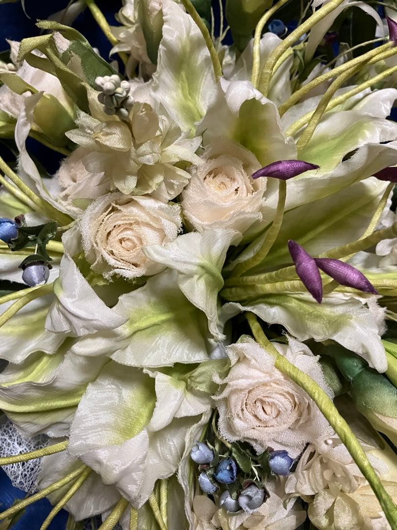 布花　染め花　アートフラワー　アンティーク風 特大ブーケ　１点