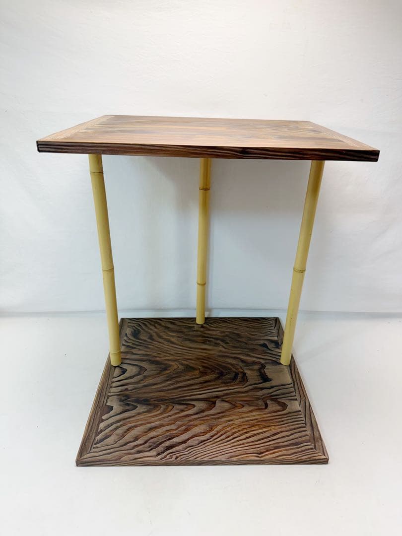 ほぼ未使用 茶道具 玄々斎好写 五行棚 焼杉 組み立式 紙箱