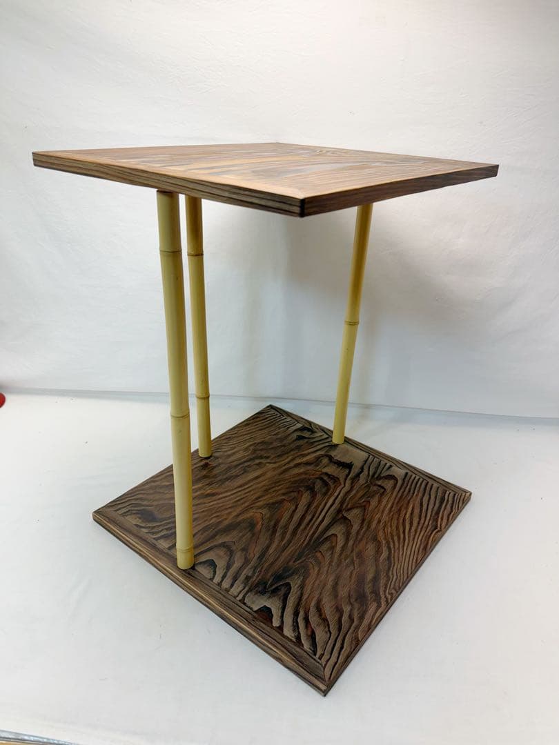 ほぼ未使用 茶道具 玄々斎好写 五行棚 焼杉 組み立式 紙箱