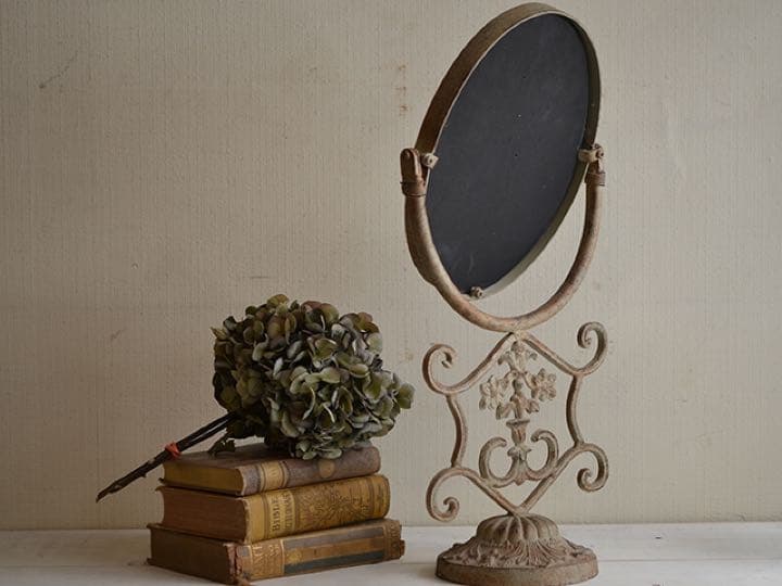 アメリカアンティーク☆フラワーモチーフ透かし模様スタンドミラー