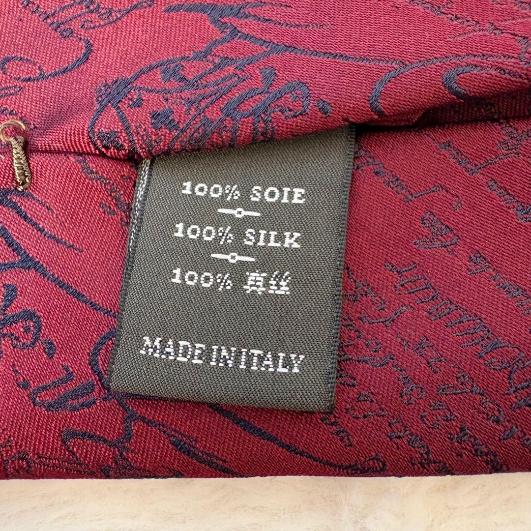 極美品　ベルルッティ　カリグラフィー　ネクタイ　シルク　ボルドー　赤　イタリア製